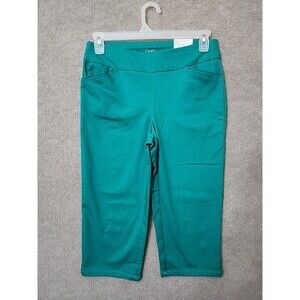 Croft Barrow Effortless Stretch Capri Pants Womens 8 Petite Green Slimming NEW